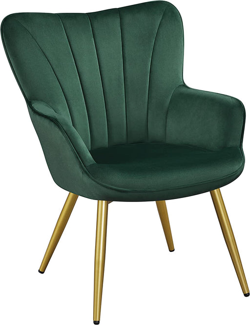 Green Velvet Wingback Chair with Metal Legs