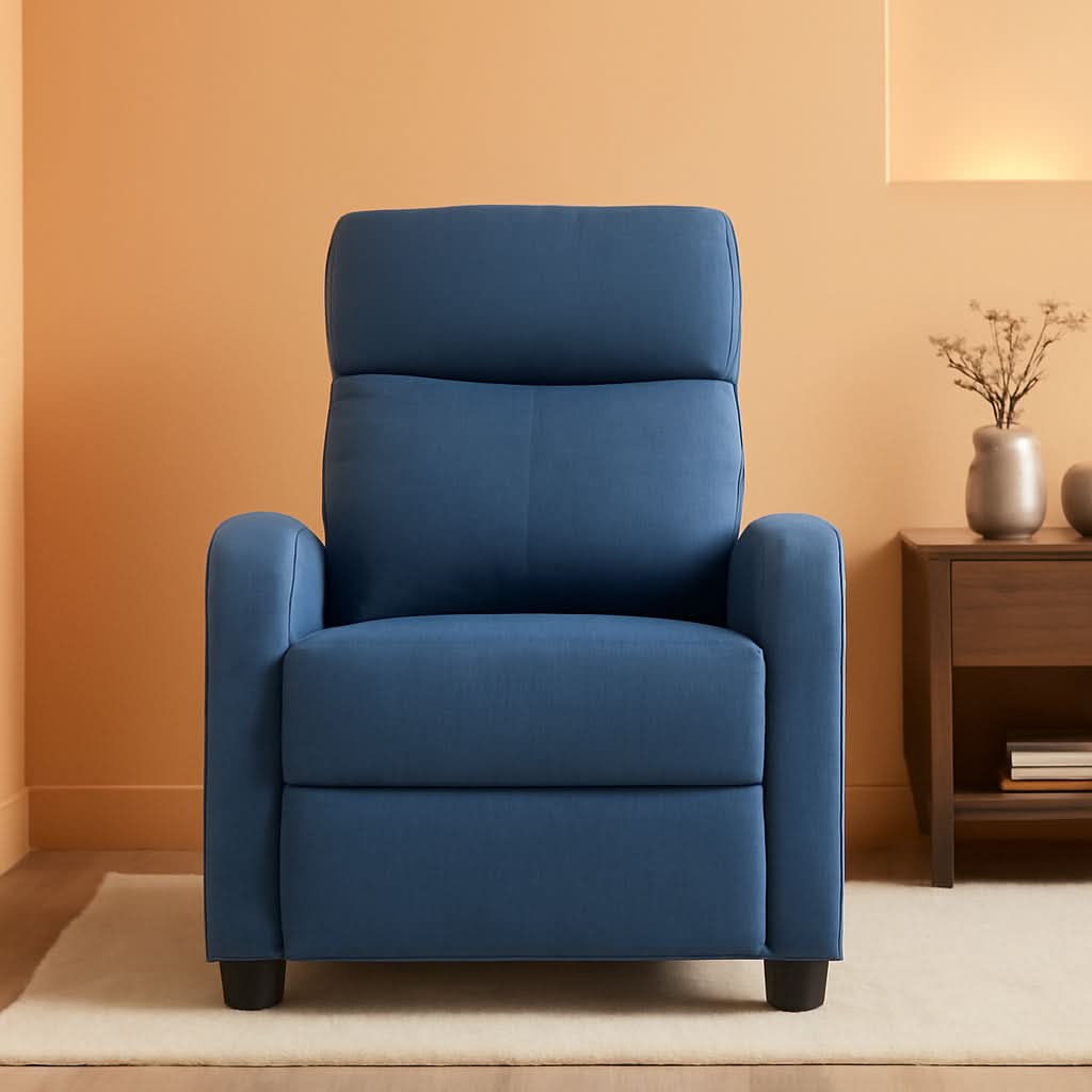 Blue Fabric Recliner Chair For Living Room Home Theater — ShipItFurniture