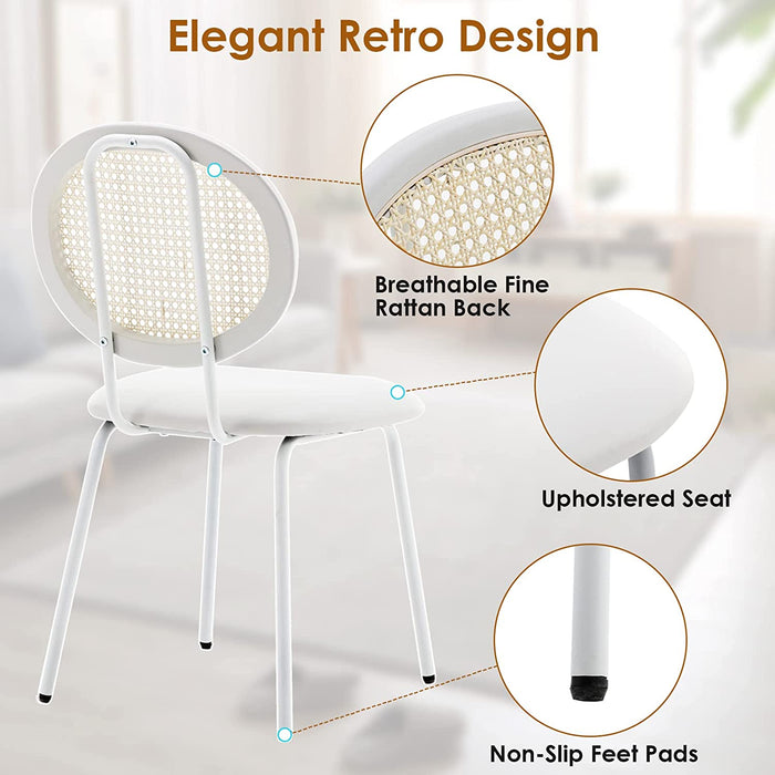 Rattan Back Counter Stools, Set of 2, White