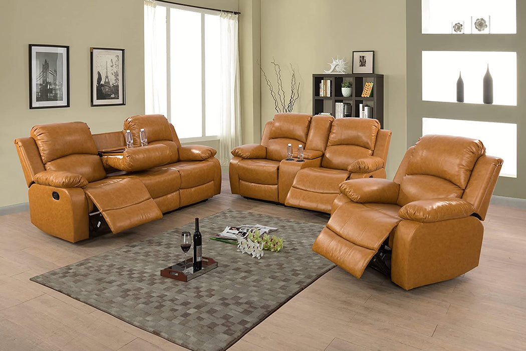 Living Room Sectional Sofa Set, Leather Reclining Sofa Loveseat Couch and Lounge Chair 3 Pieces for Living Room(Sofa（3 Seater）,Red)