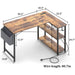 Rustic L-Shaped Desk with Outlets & USB Ports