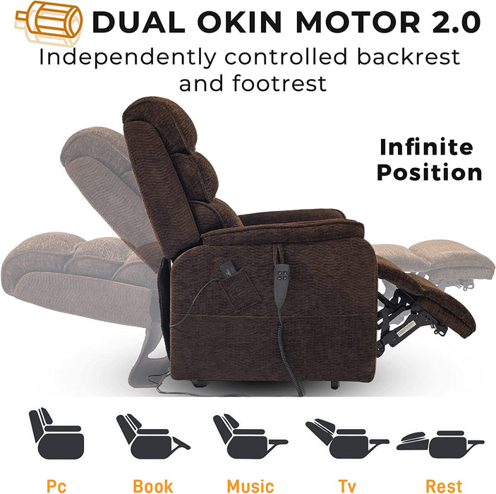 Brown Chenille Electric Power Lift Recliner