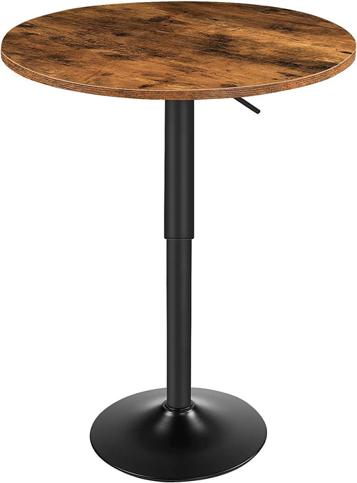 Rustic Brown Height-Adjustable Bar Table