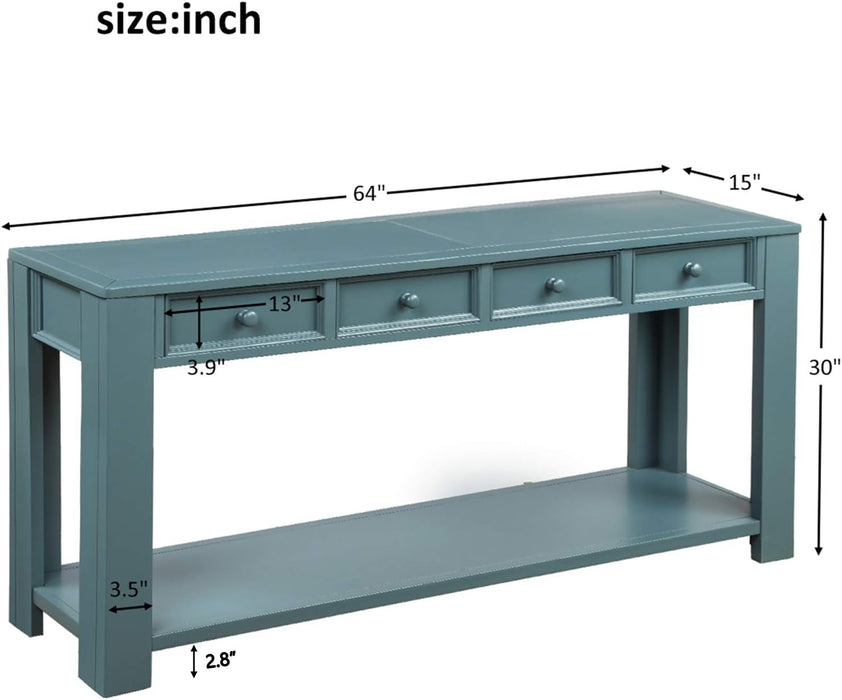 Easy Assembly Blue Console Table with Drawers