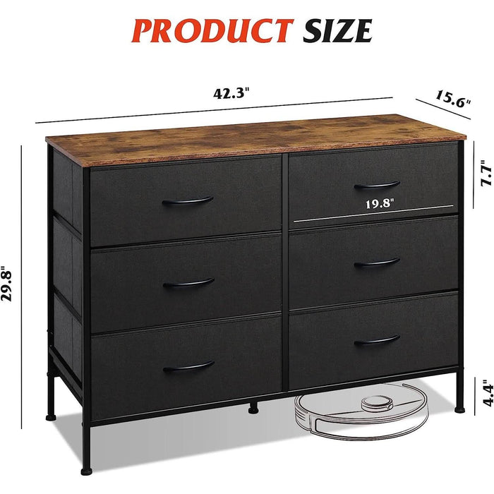 Black Rustic Dresser With TV Stand And Six Drawers Black Rustic Dresser With TV Stand And Six Drawers