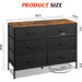 Black Rustic Dresser with 6 Drawers and TV Stand