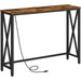 Rustic Brown Sofa Table with Power Outlet