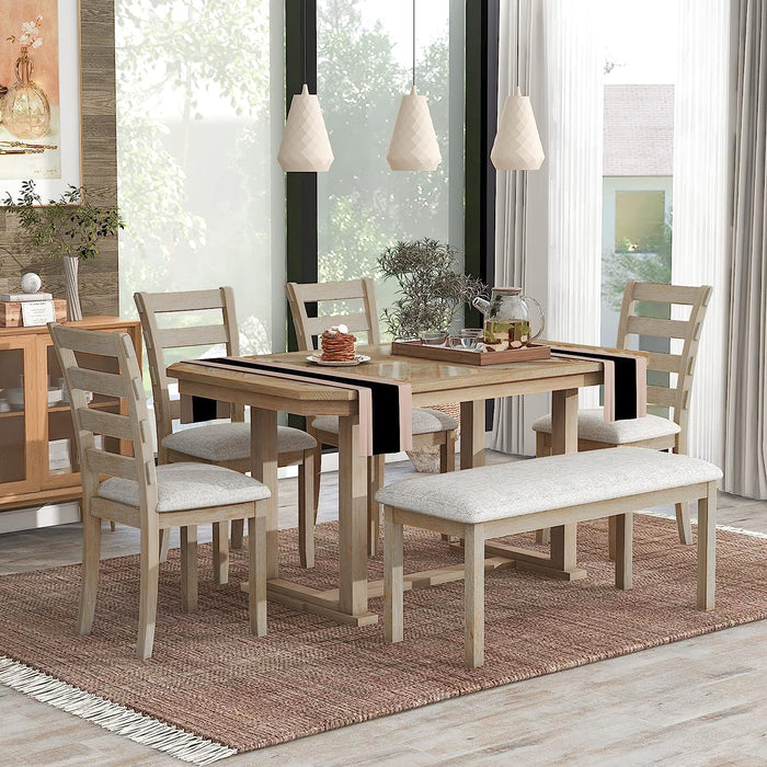 6-Piece Dining Table Set with Bench
