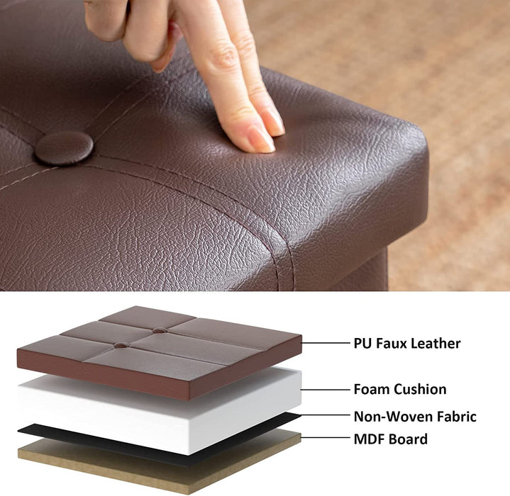 Small Ottoman with Storage Cube and Foldable Design