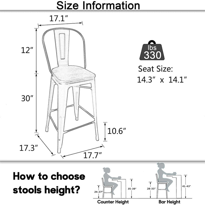 Swivel Counter Height Bar Chairs with Back, Set of 4