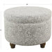 Gray Floral Storage Ottoman for Home Decor