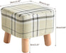 Solid Wood Footstool with Padded Seat