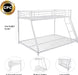 Metal Bunk Bed Twin over Full, Ladder, Guard Rails, White