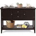 Coffee Brown Wood Buffet Server with Cabinets