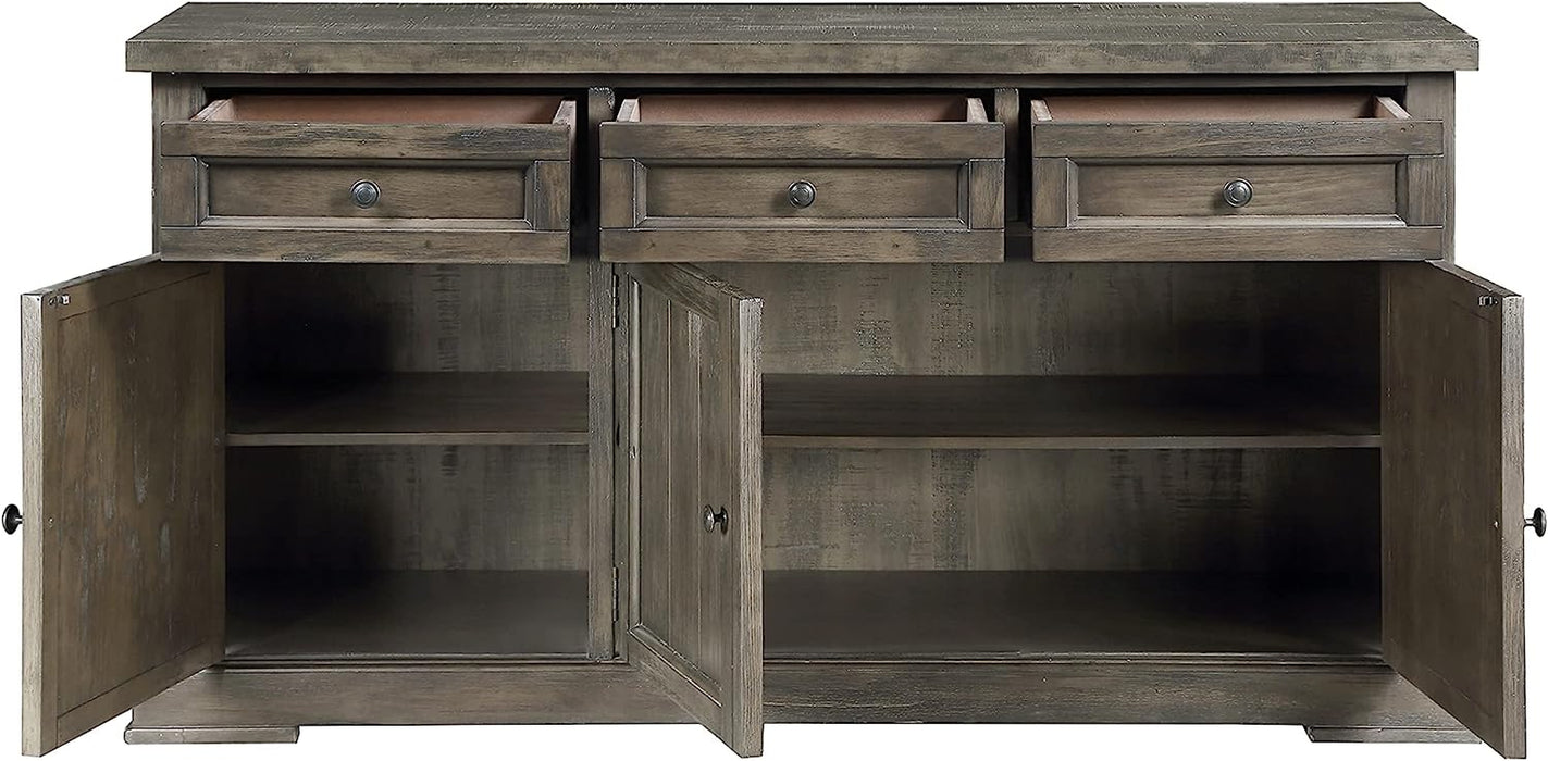 Salvage Gray Finish Dining Room Server with 3 Drawers and 3 Doors