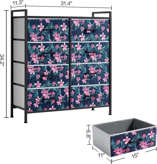 Pink Blossom 8-Drawer Dresser for Kids