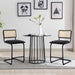 Black Boucle Rattan Counter Stool Set of 2 with Cane Backrest