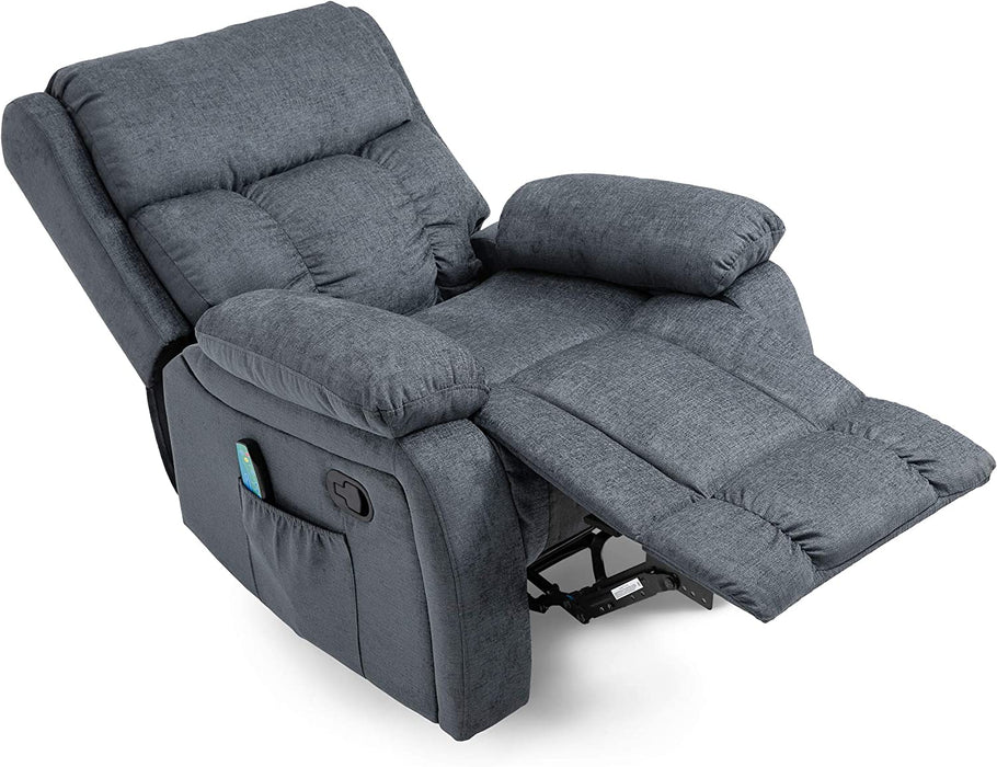 Lindale Massage Recliner, Wood, Charcoal + Black