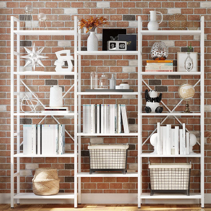 Industrial 5-Tier Bookshelf with Open Shelves