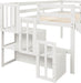 Twin Loft Bed with Slide and Stairs, White