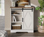 White Rustic Farmhouse Accent Buffet Sideboard with Sliding Barn Door