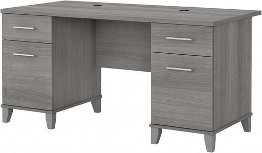 Platinum Gray Desk with Drawers - Somerset 60W