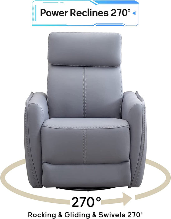 Grey Leathaire Swivel Rocker Recliner with USB Ports