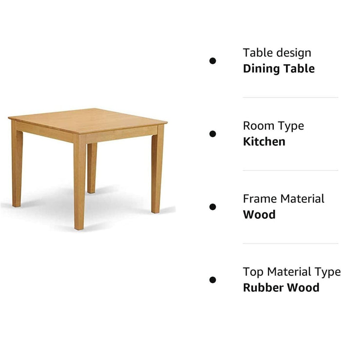 Modern Square Oak Dining Table, 36 X 30