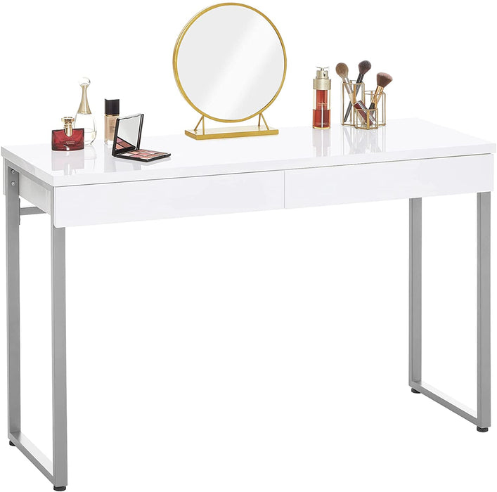 Glossy White 2-Drawer Vanity Desk