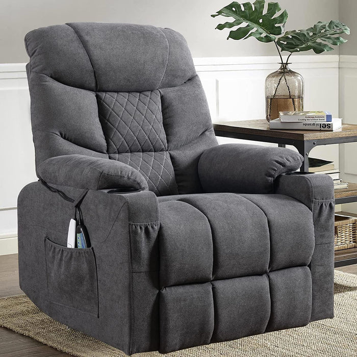 Power Lift Recliner Chair with Massage and Heat, Gray, Electric