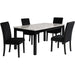 6-Person Dining Table with Faux Marble Top, Black Base