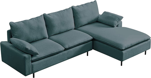 Emerald Green L-Shaped Sectional with Metal Legs