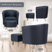 Navy Blue Mid Century Accent Chair with Ottoman