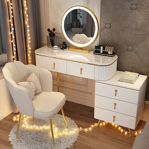 Large Vanity Table Set with Lighted Mirror