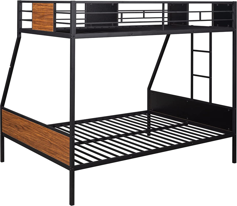 Twin over Full Metal Bunk Bed, Heavy-Duty, Built-In Ladder