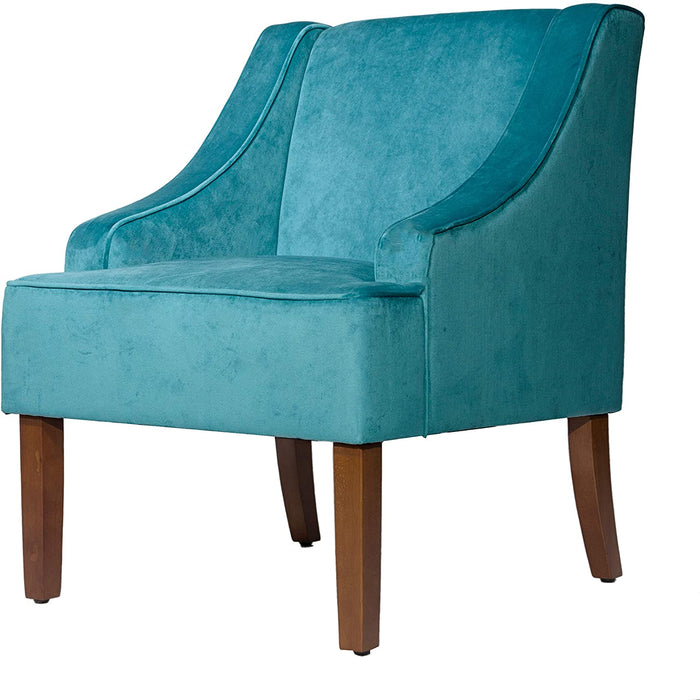 Teal Velvet Swoop Arm Chairs for Living Room