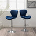 Velvet Adjustable Swivel Barstools, Blue, Set of 2