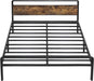 Queen Metal-Wood Platform Bed Frame, Headboard and Storage