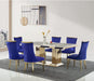 Set of 6 Blue Velvet Dining Chairs