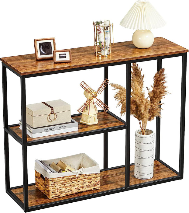 Modern Rustic Console Table with 3 Shelves