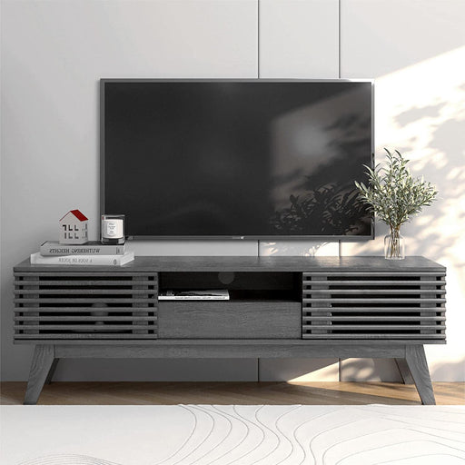 65-Inch Wood TV Stand with Storage and Shelves