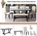 Faux Marble 6 Piece Dining Table Set with Thicken Cushion Chairs and Bench