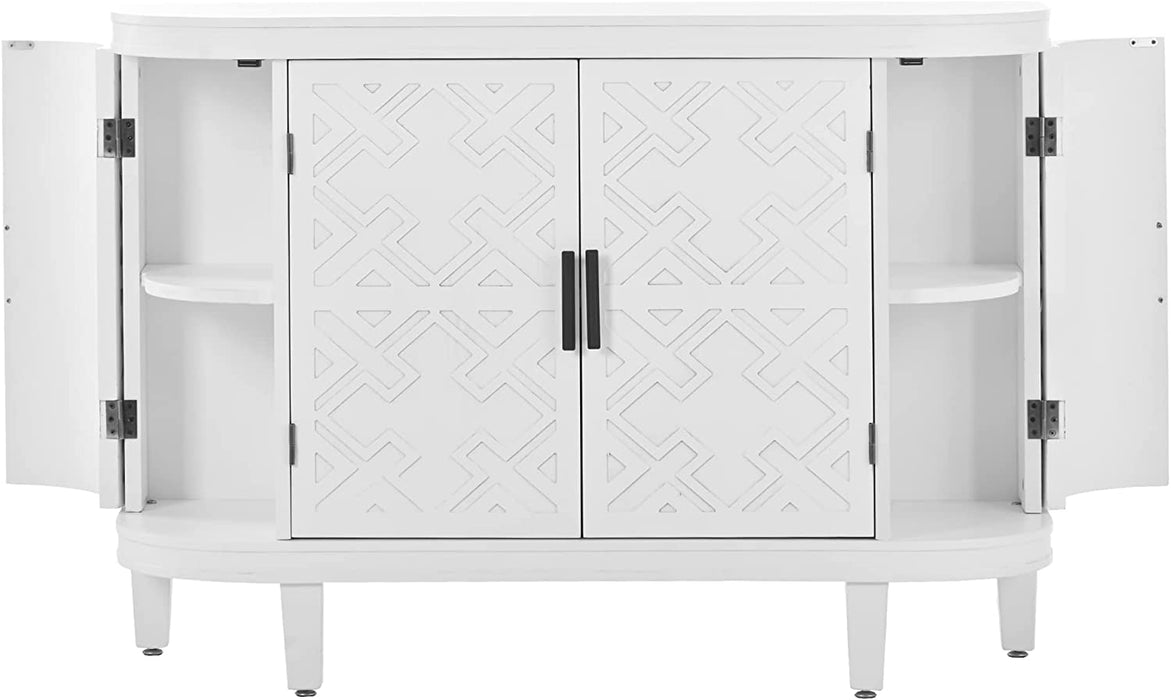 White Accent Storage Cabinet with 4 Doors