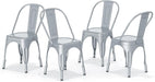 Stackable Metal Tolix Style Dining Chair, Set of 4, Silver
