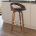 Sonia Barstool with Polyurethane Upholstery, 26″H, Walnut/Brown