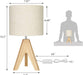 Small Tripod Bedside Table Lamp with Linen Fabric Shade