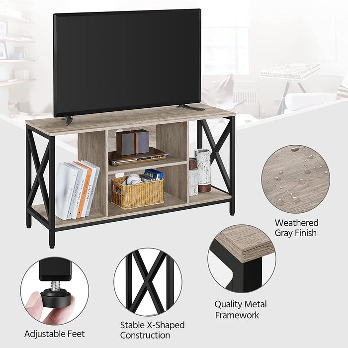 Gray Wood TV Stand for 55 Inch Flat Screen