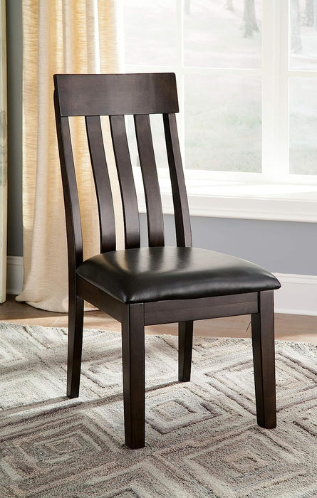 Signature Design by Ashley Haddigan Faux Leather Rake Back Dining Chair, 2 Count, Dark Brown