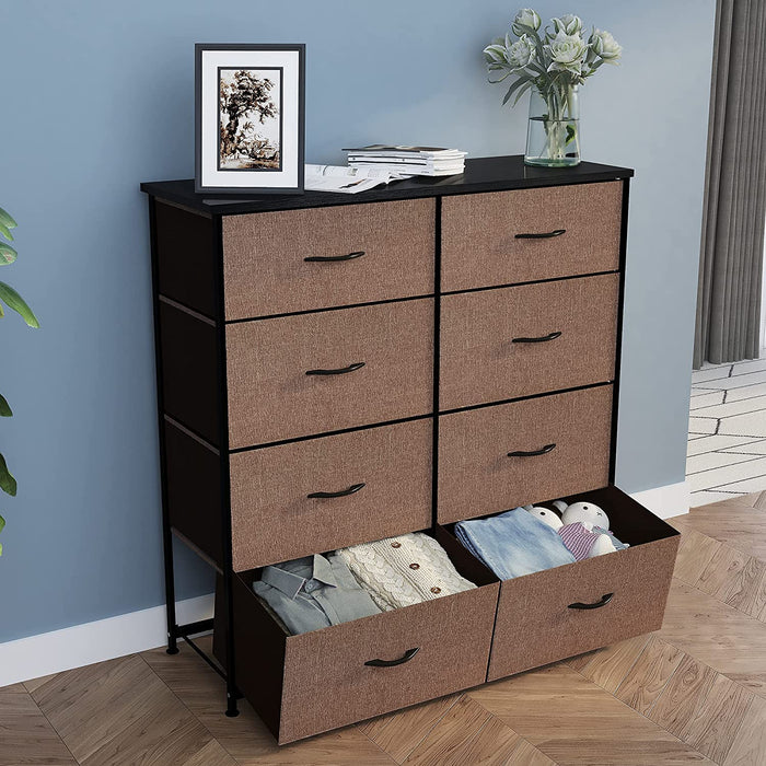 8-Drawer Fabric Storage Tower with Wooden Top