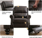 Pushback Recliner Chair, Leather, Rivet Decoration, Dark Grey